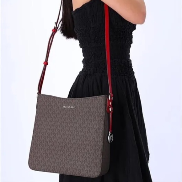 NWT Michael Kors Jet Set Travel Large Messenger crossbody Brown Bag - Picture 3 of 8